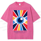 Unisex Bauhaus Geometric Eye Printed Washed Tee
