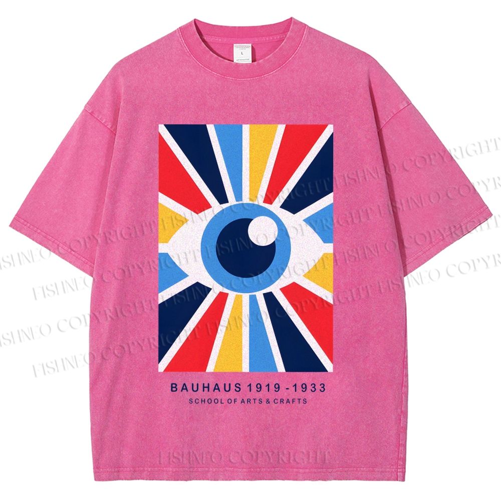 Unisex Bauhaus Geometric Eye Printed Washed Tee