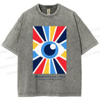 Unisex Bauhaus Geometric Eye Printed Washed Tee
