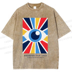 Unisex Bauhaus Geometric Eye Printed Washed Tee
