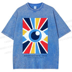 Unisex Bauhaus Geometric Eye Printed Washed Tee