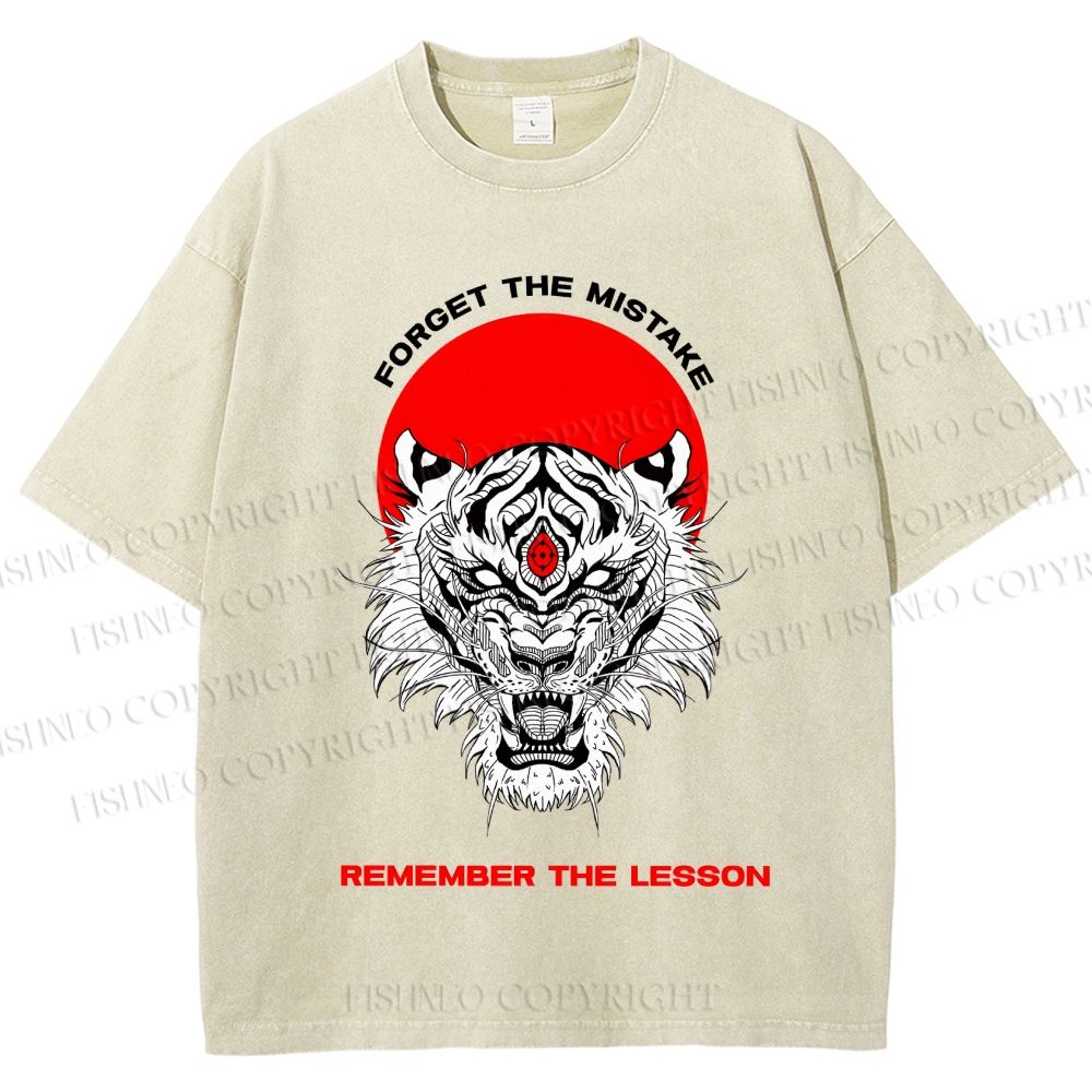 Unisex Forget The Mistake Tiger Printed Washed Tee