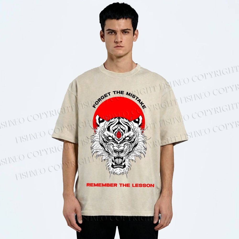 Unisex Forget The Mistake Tiger Printed Washed Tee