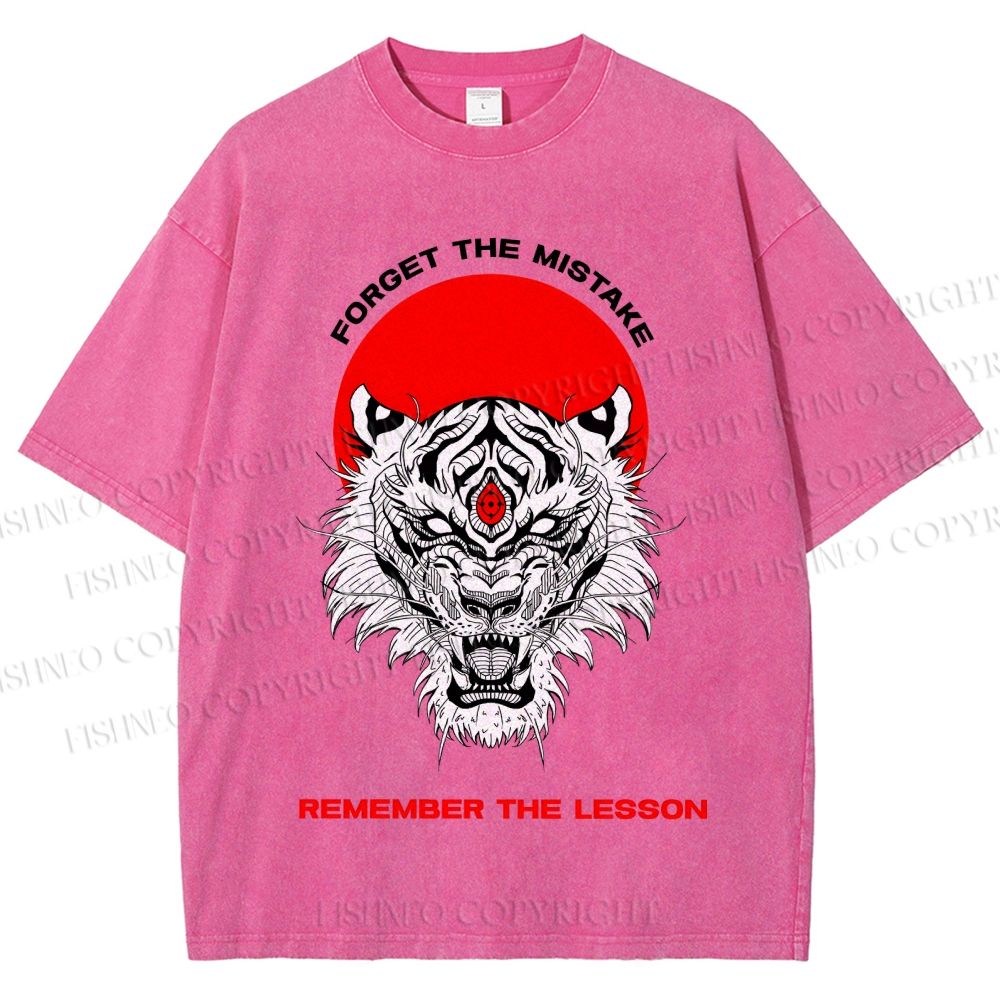 Unisex Forget The Mistake Tiger Printed Washed Tee