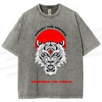 Unisex Forget The Mistake Tiger Printed Washed Tee