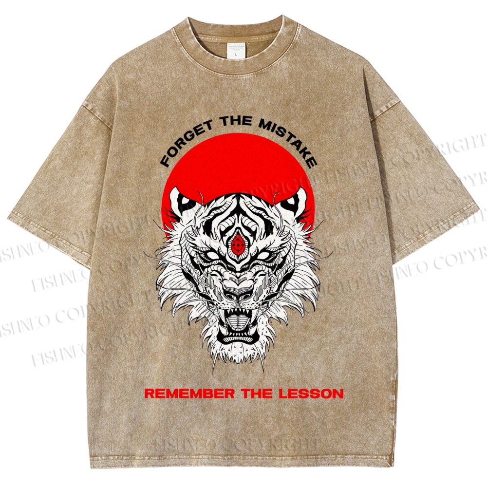 Unisex Forget The Mistake Tiger Printed Washed Tee
