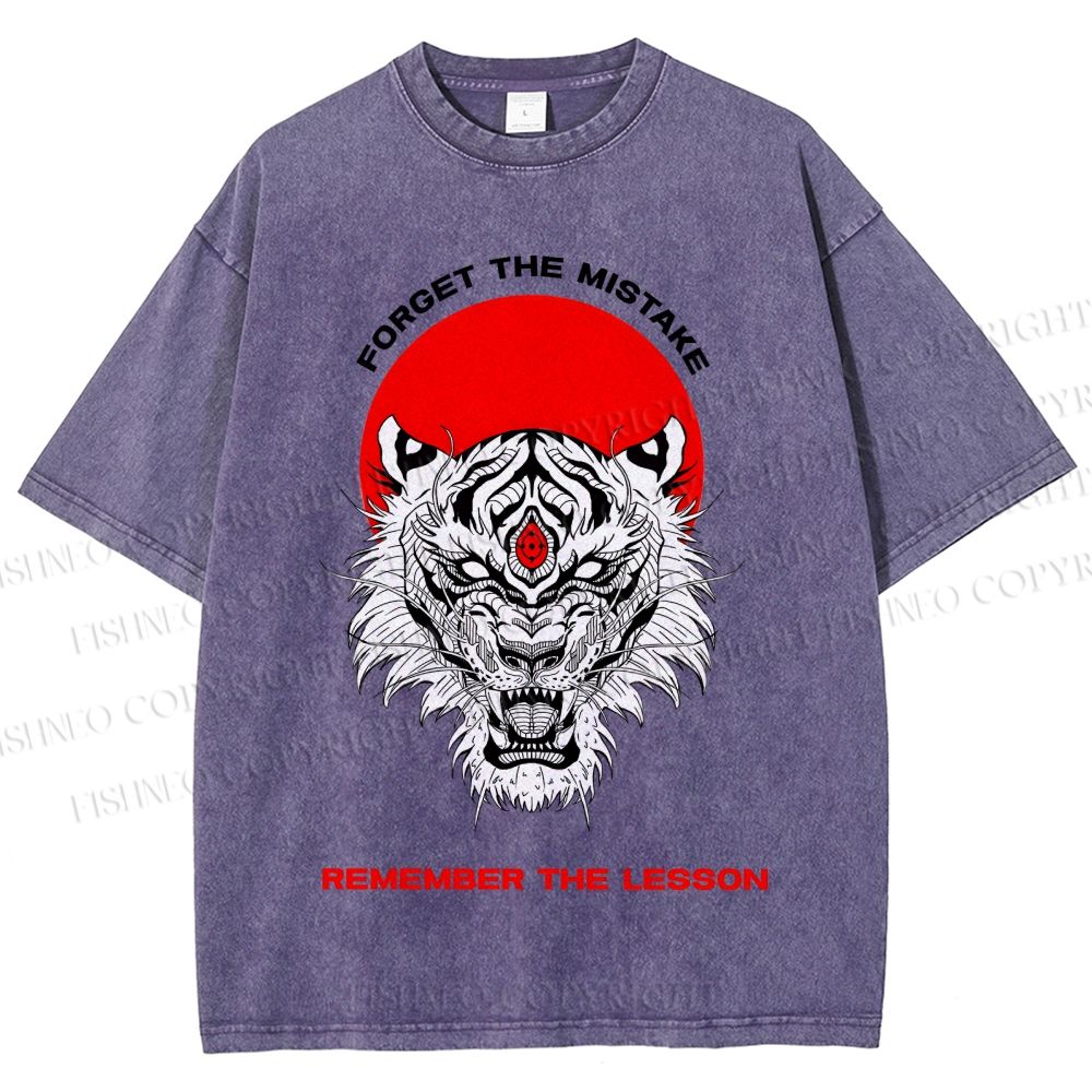 Unisex Forget The Mistake Tiger Printed Washed Tee