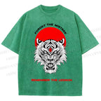 Unisex Forget The Mistake Tiger Printed Washed Tee