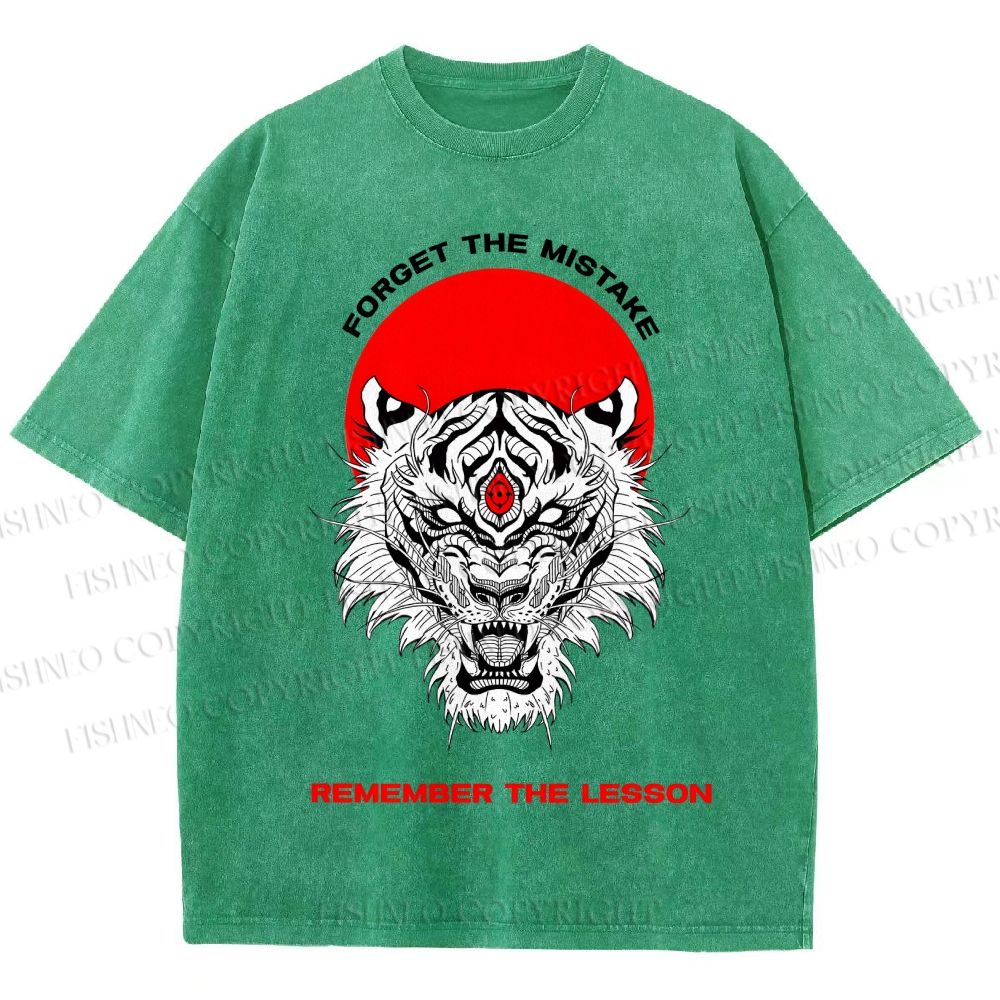 Unisex Forget The Mistake Tiger Printed Washed Tee