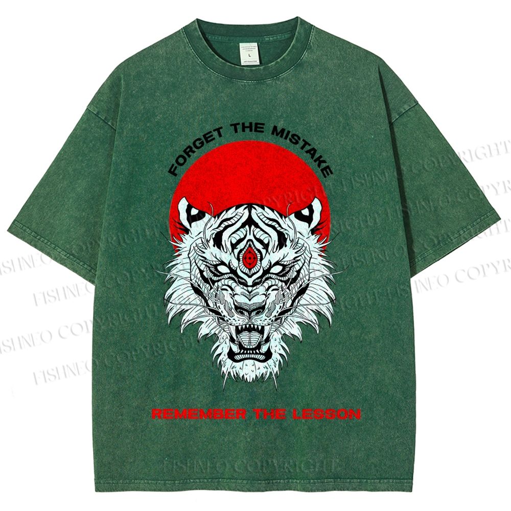 Unisex Forget The Mistake Tiger Printed Washed Tee