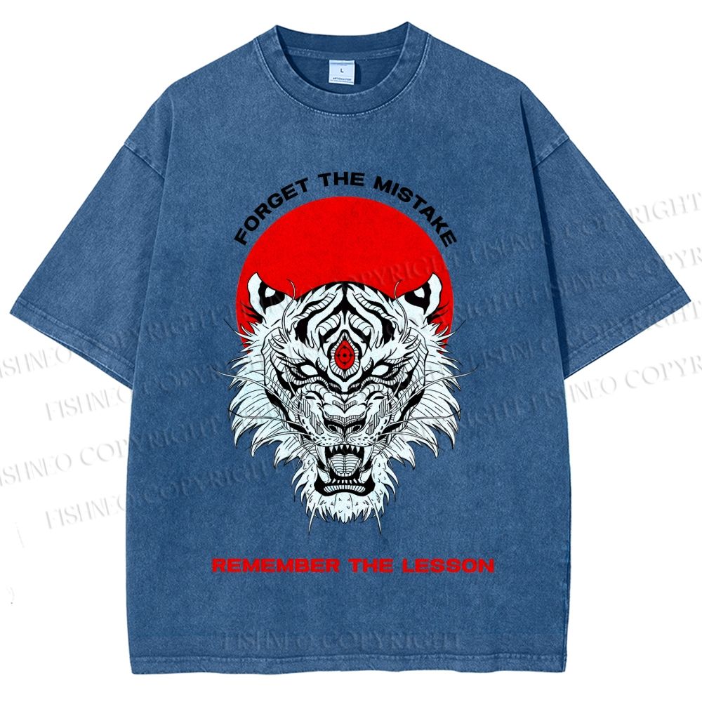 Unisex Forget The Mistake Tiger Printed Washed Tee