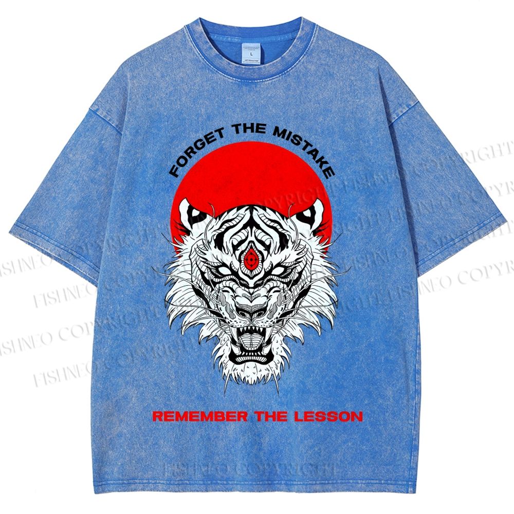 Unisex Forget The Mistake Tiger Printed Washed Tee