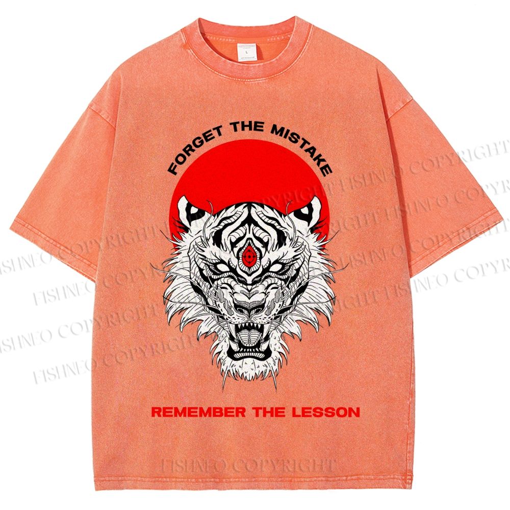 Unisex Forget The Mistake Tiger Printed Washed Tee