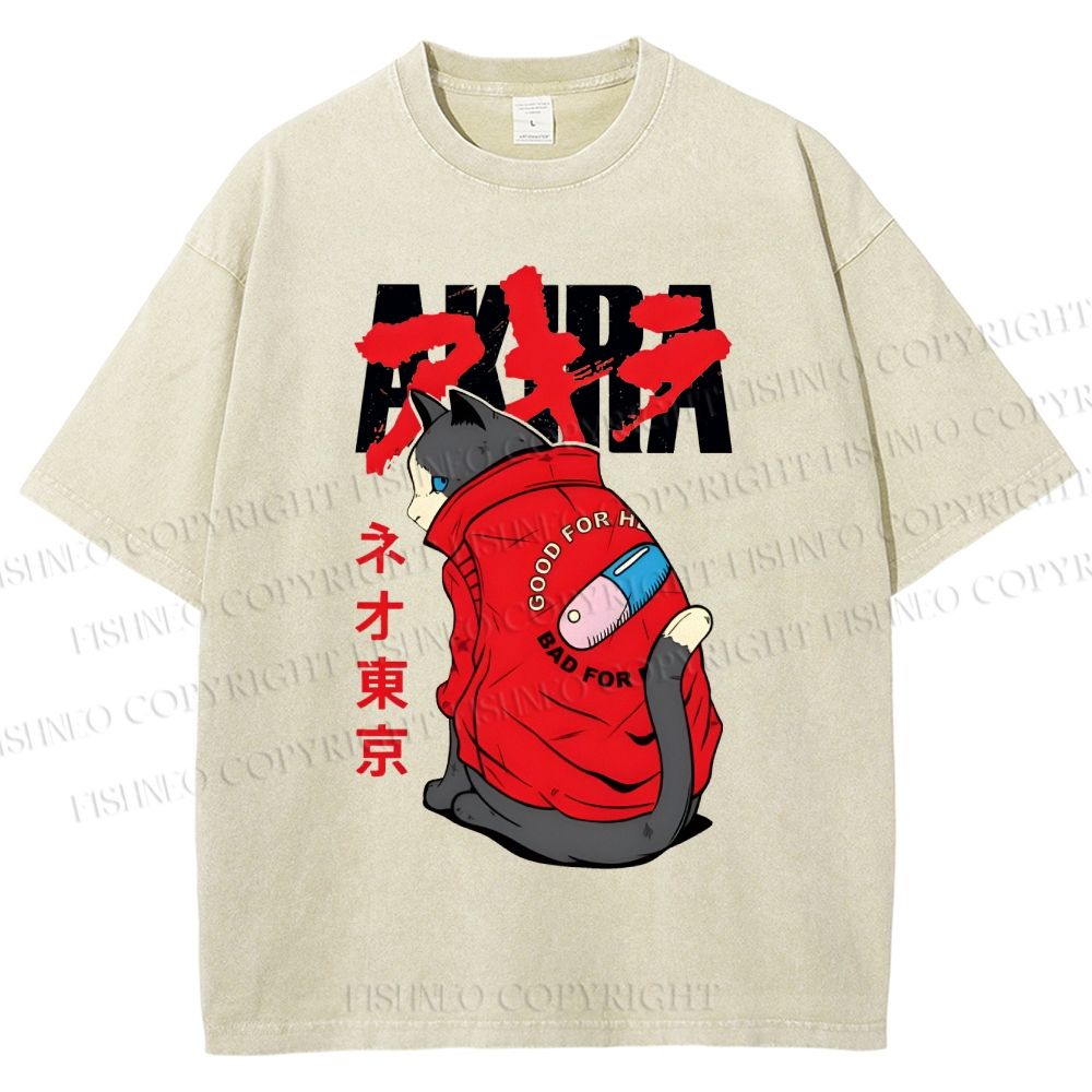 Unisex Akira Printed Washed Tee