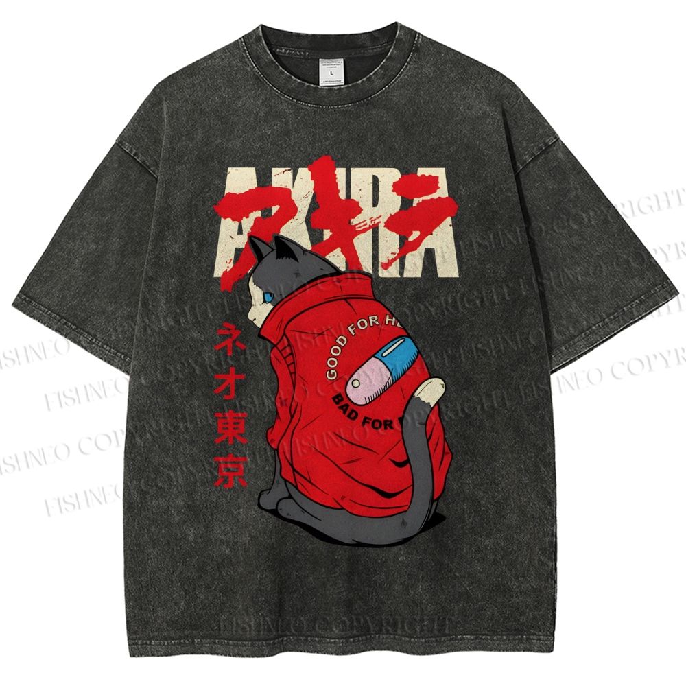 Unisex Akira Printed Washed Tee