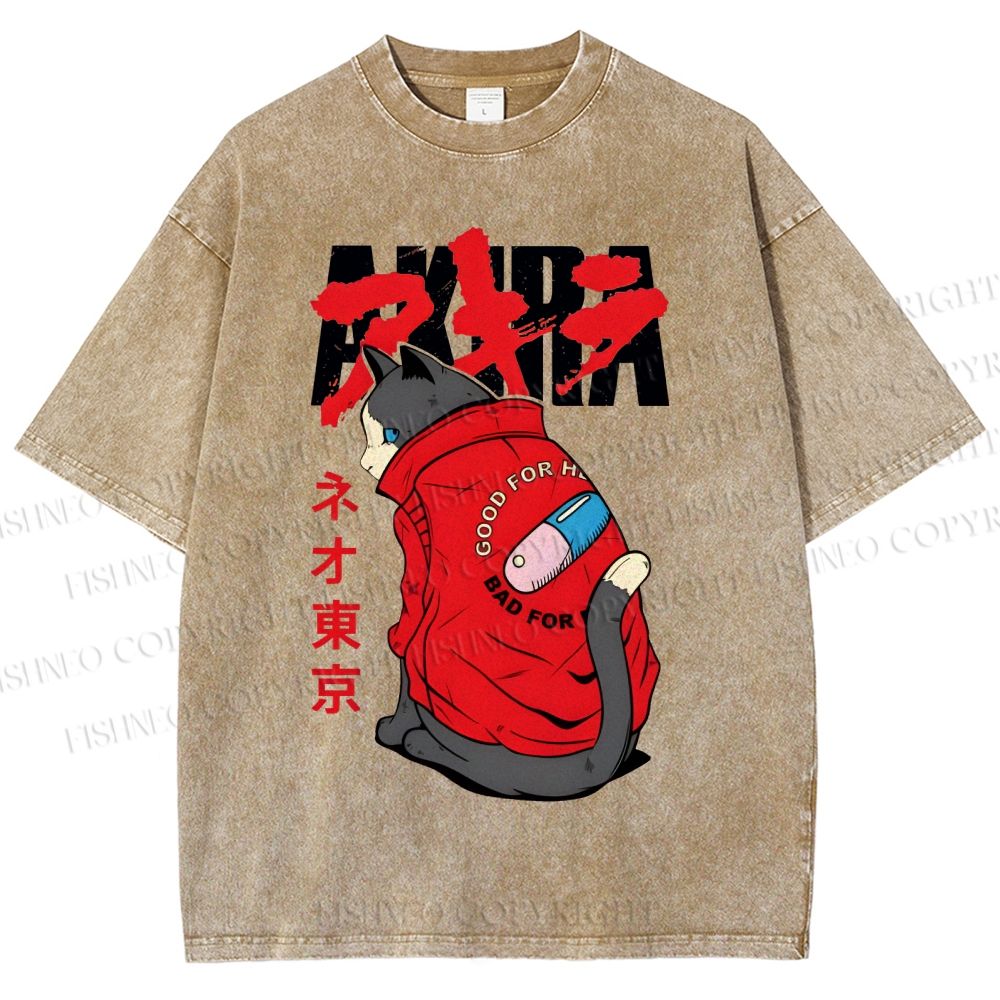 Unisex Akira Printed Washed Tee