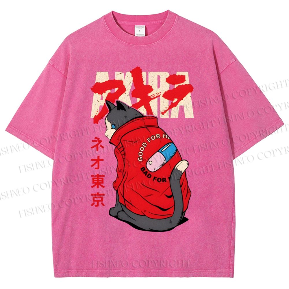 Unisex Akira Printed Washed Tee