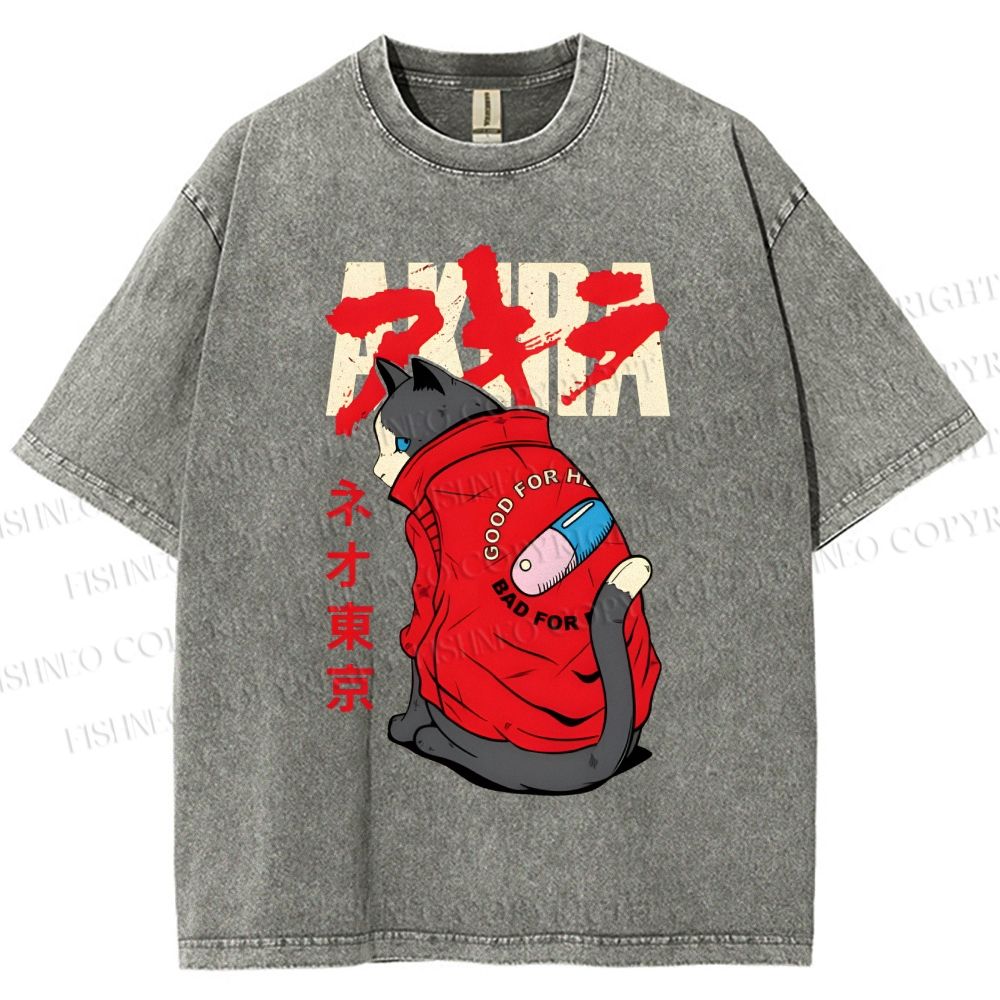 Unisex Akira Printed Washed Tee