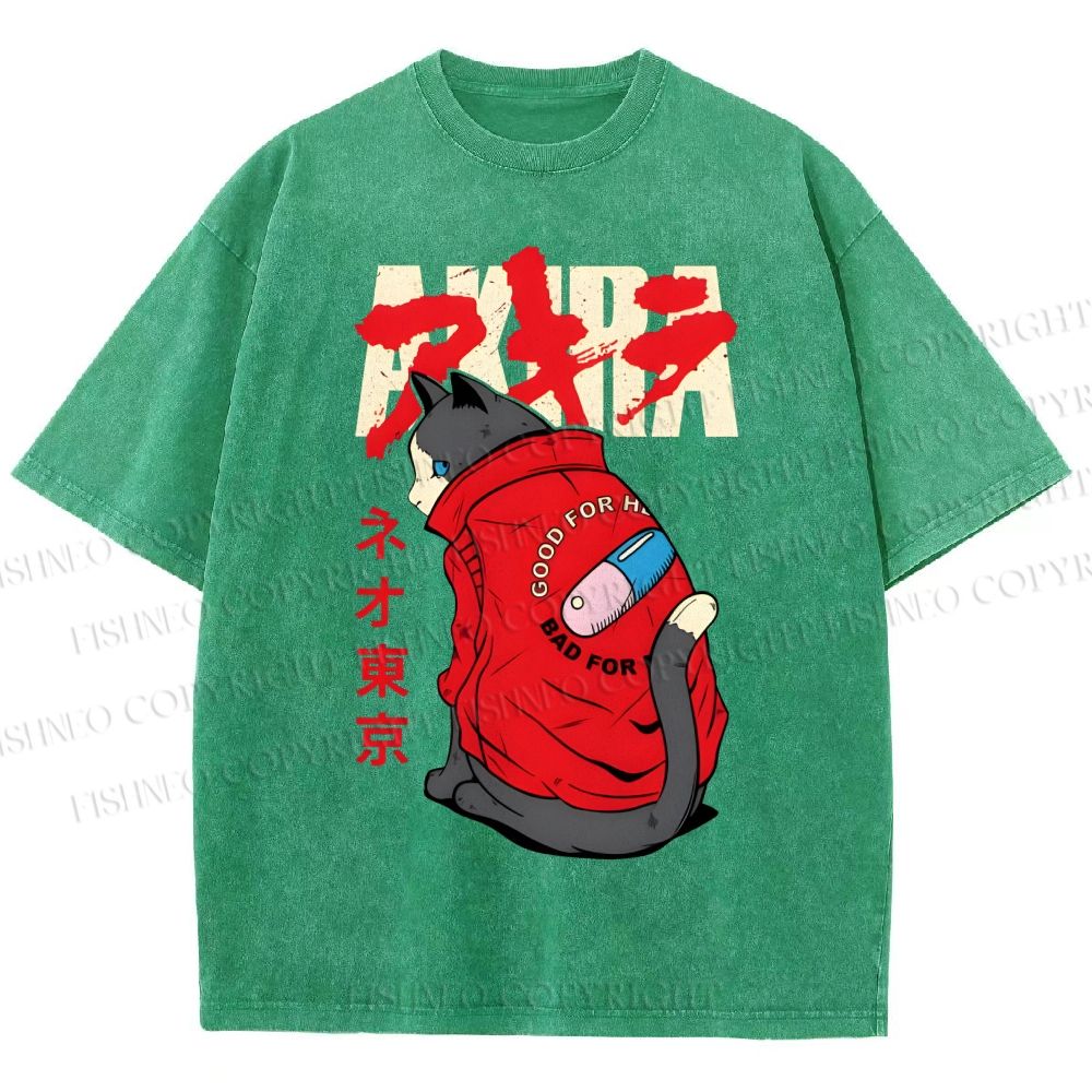 Unisex Akira Printed Washed Tee