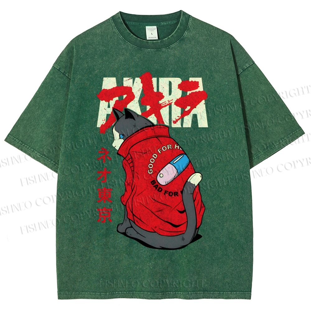 Unisex Akira Printed Washed Tee