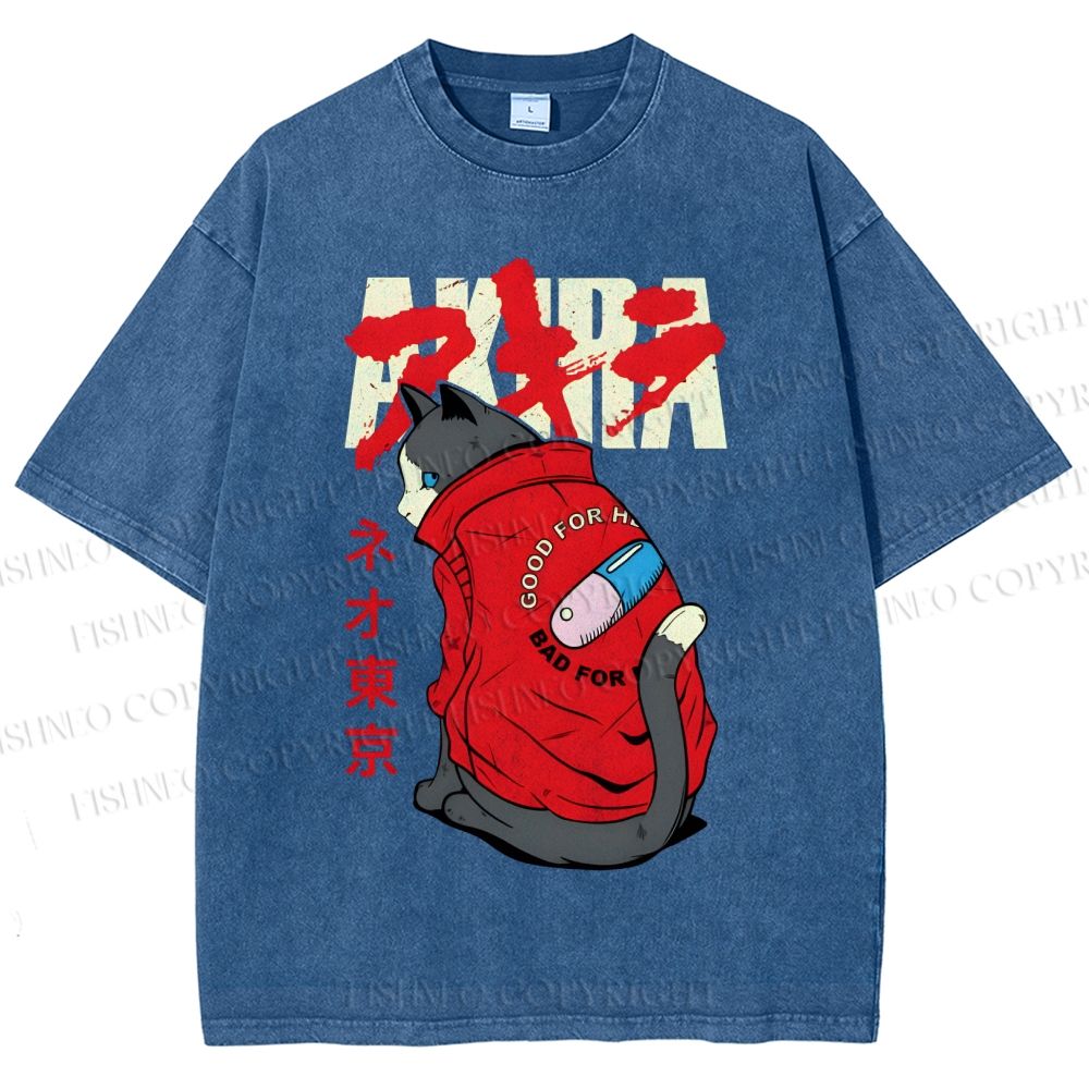 Unisex Akira Printed Washed Tee