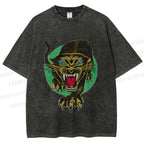 Unisex Panther Printed Washed Tee