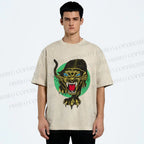 Unisex Panther Printed Washed Tee