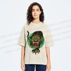Unisex Panther Printed Washed Tee
