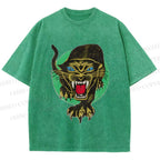 Unisex Panther Printed Washed Tee