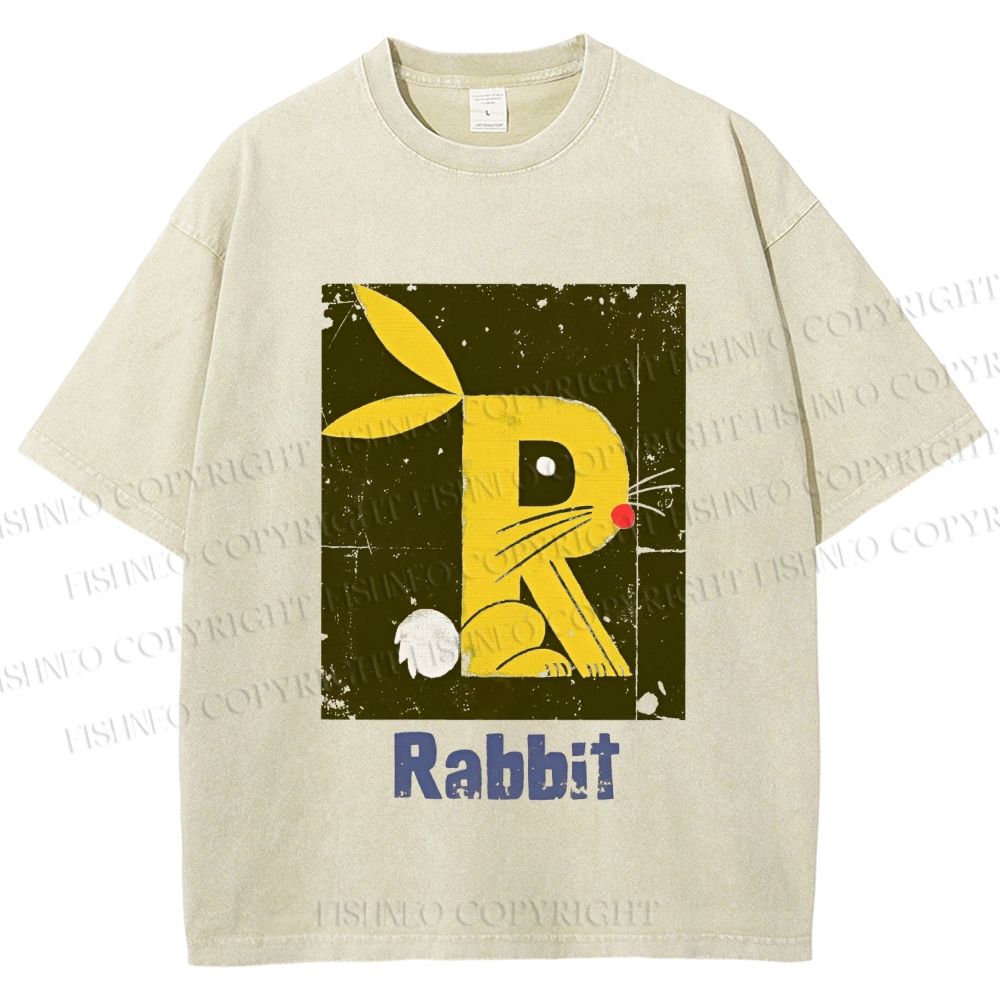 Unisex R is For Rabbit Printed Washed Tee