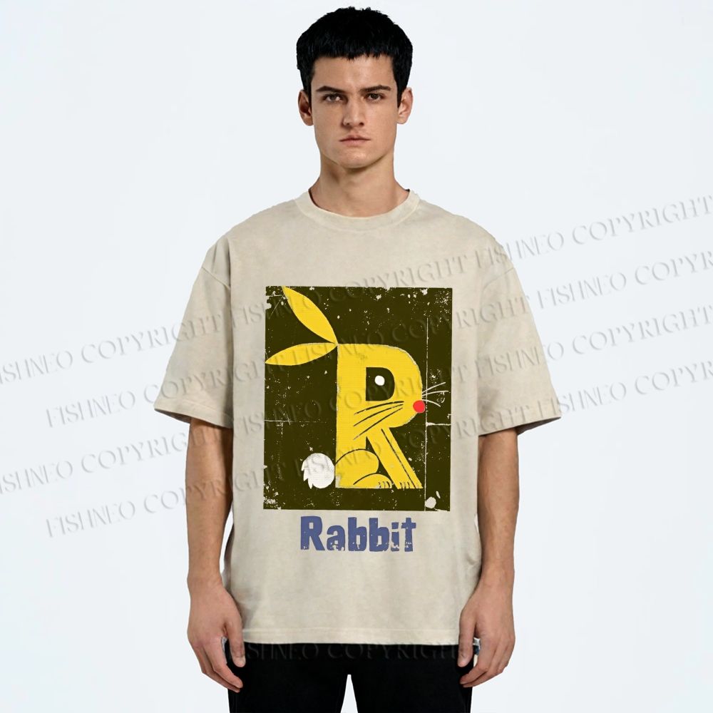 Unisex R is For Rabbit Printed Washed Tee