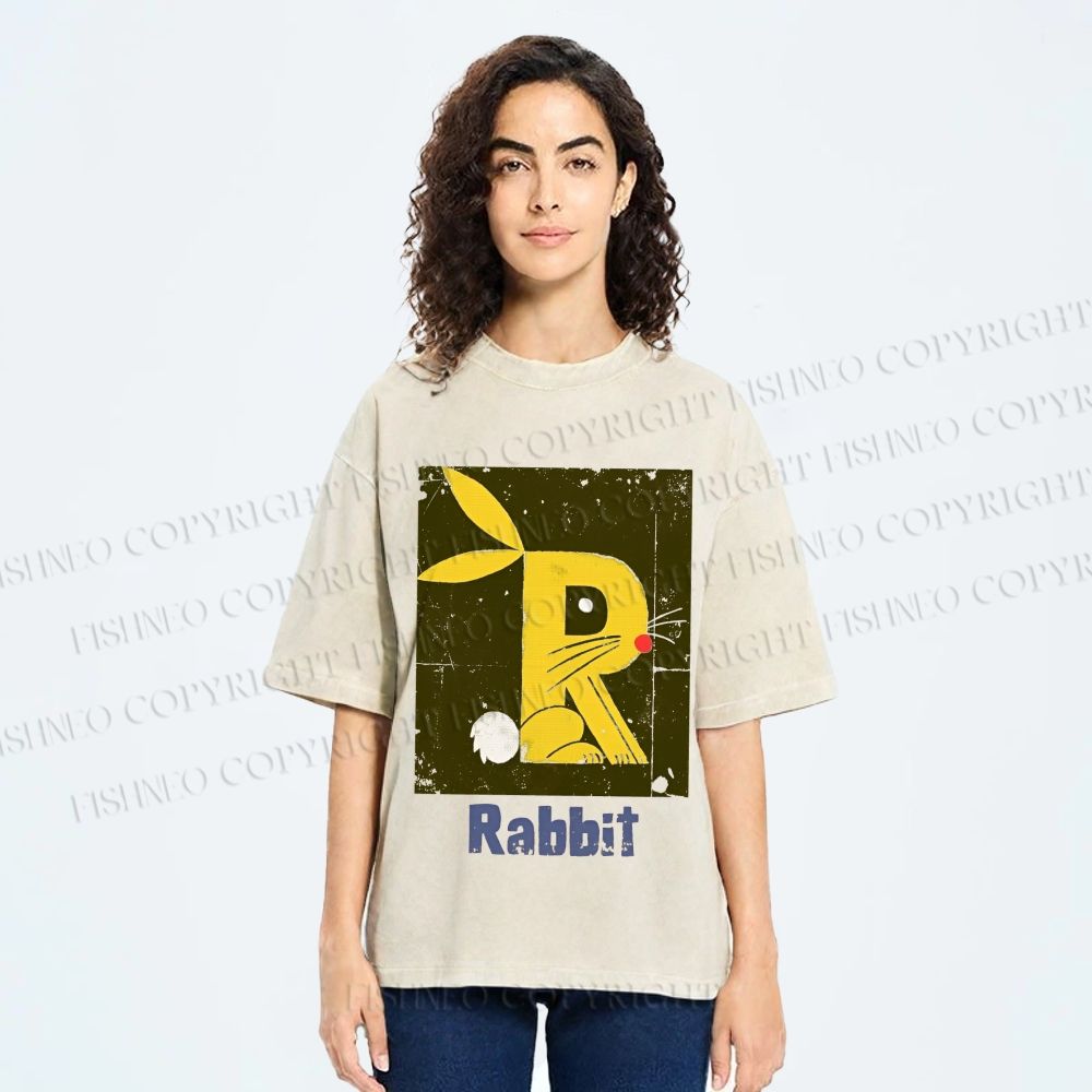 Unisex R is For Rabbit Printed Washed Tee