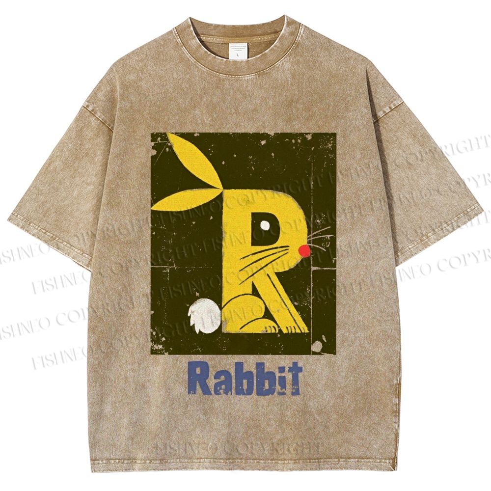 Unisex R is For Rabbit Printed Washed Tee