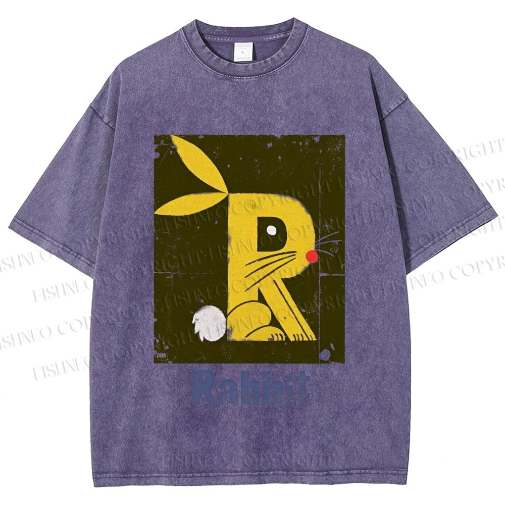 Unisex R is For Rabbit Printed Washed Tee