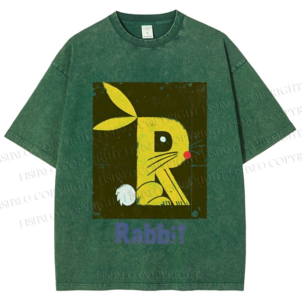 Unisex R is For Rabbit Printed Washed Tee