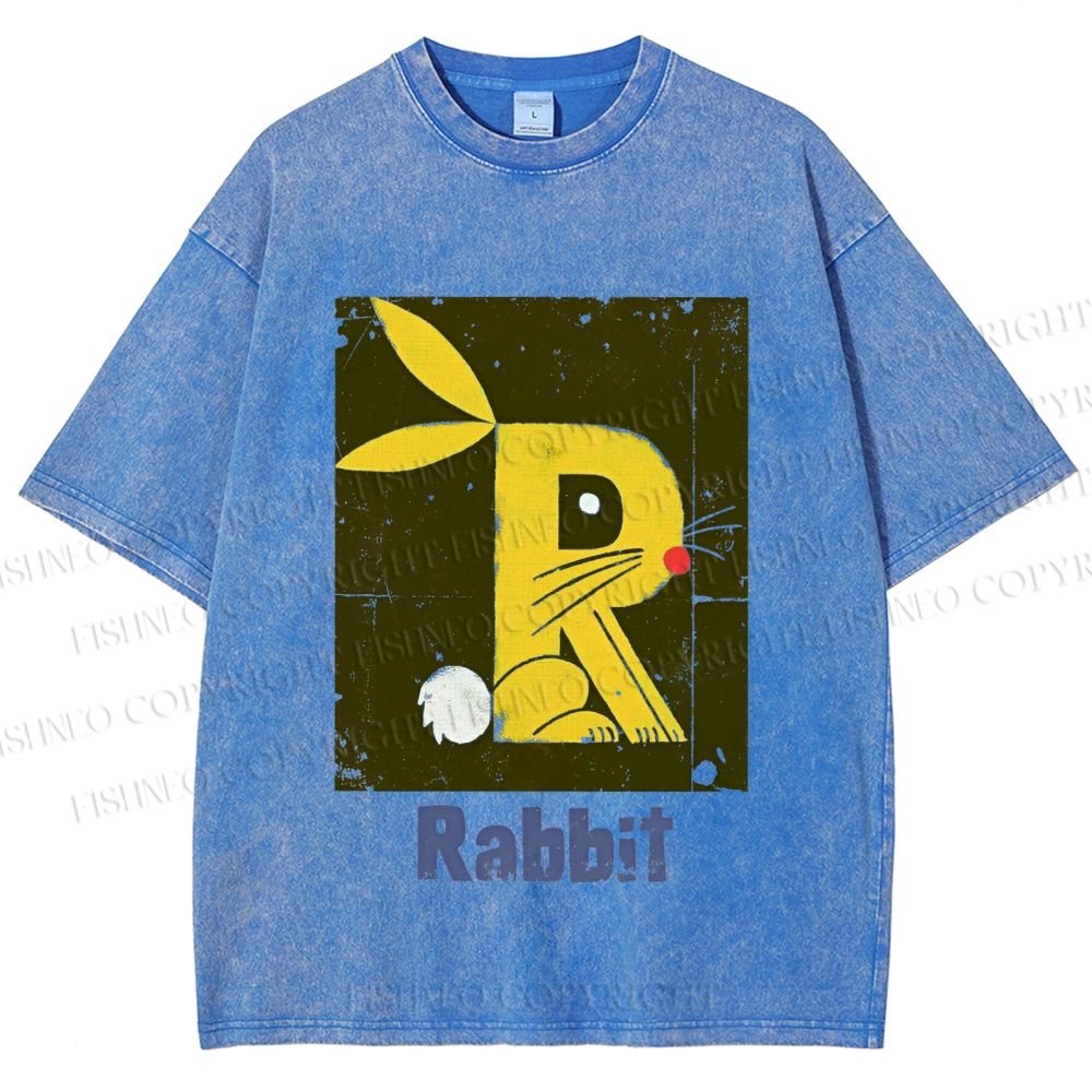 Unisex R is For Rabbit Printed Washed Tee