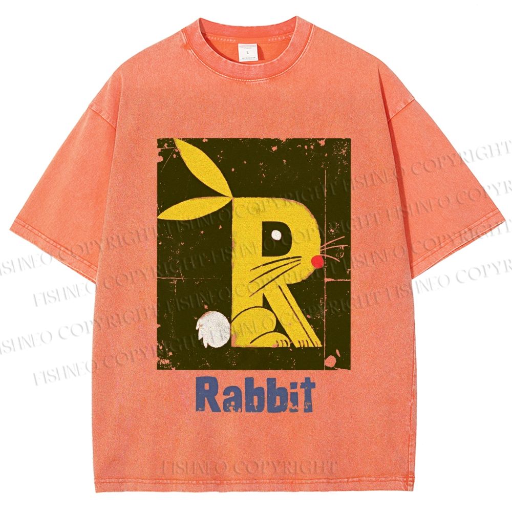 Unisex R is For Rabbit Printed Washed Tee