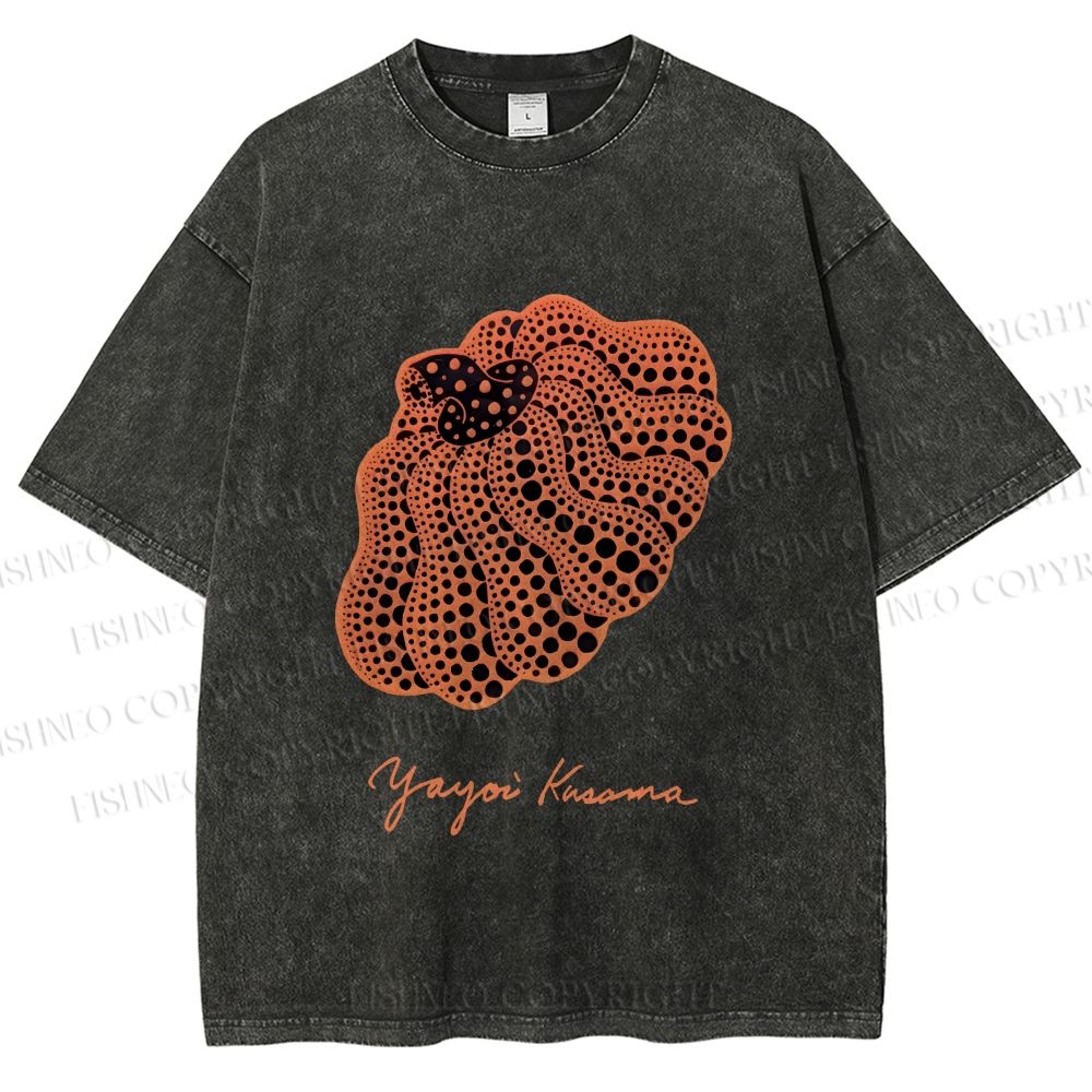 Unisex Yayoi Kusama Pumpkin Printed Washed Tee