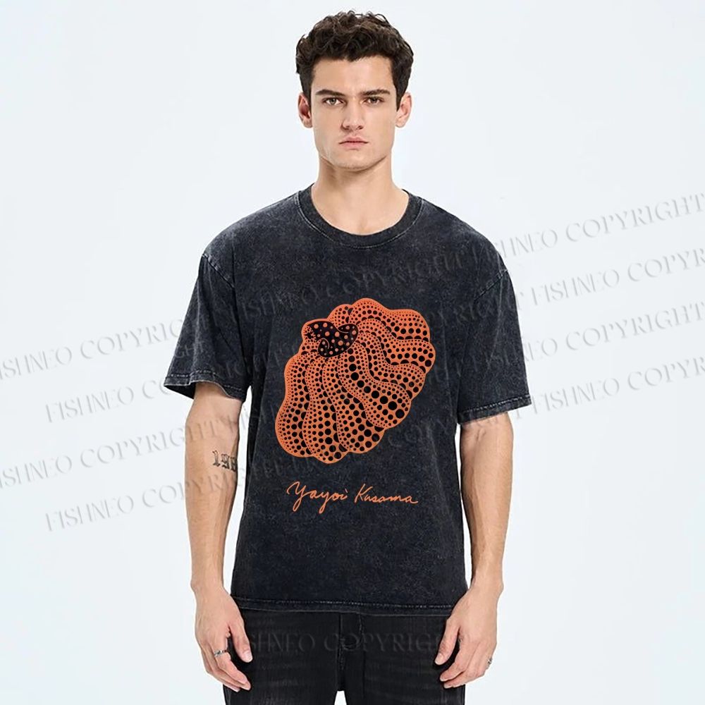Unisex Yayoi Kusama Pumpkin Printed Washed Tee