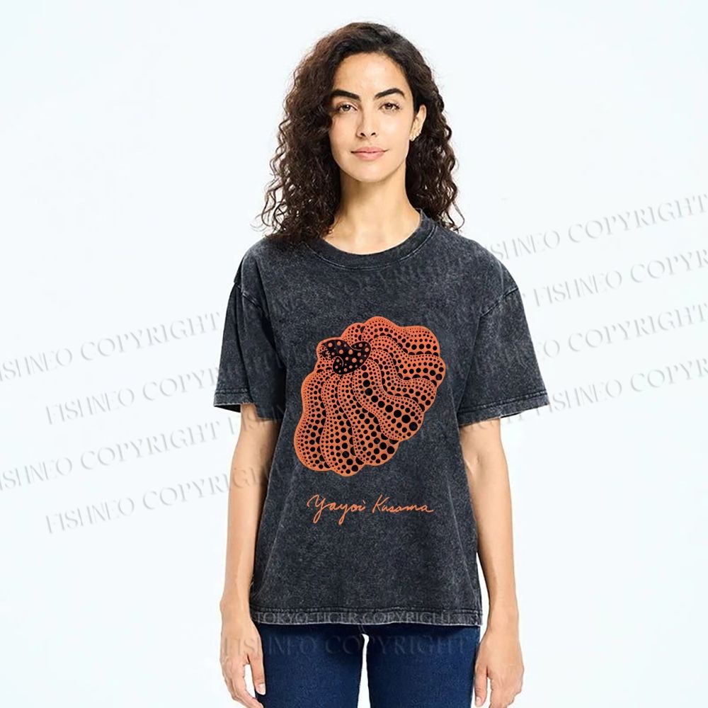 Unisex Yayoi Kusama Pumpkin Printed Washed Tee