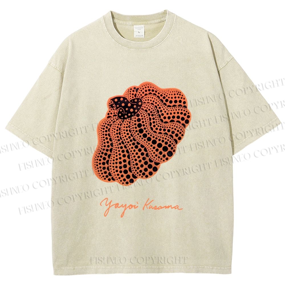Unisex Yayoi Kusama Pumpkin Printed Washed Tee