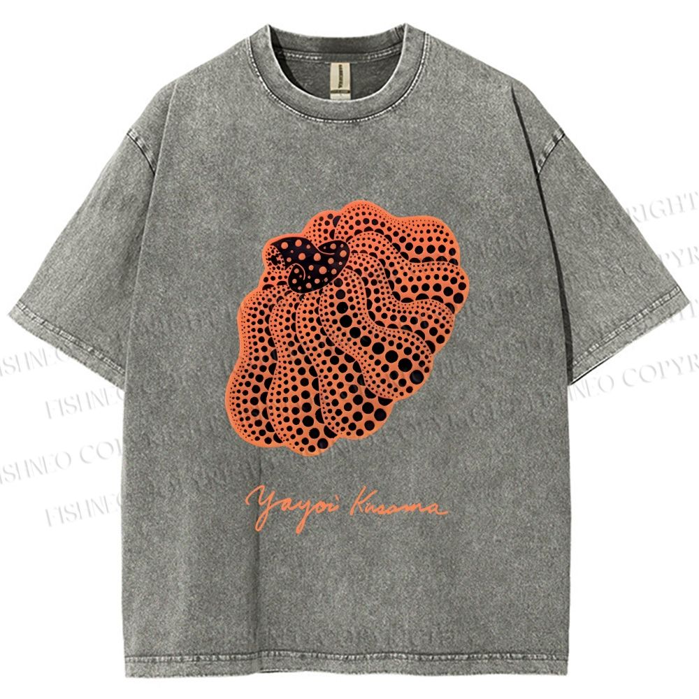 Unisex Yayoi Kusama Pumpkin Printed Washed Tee