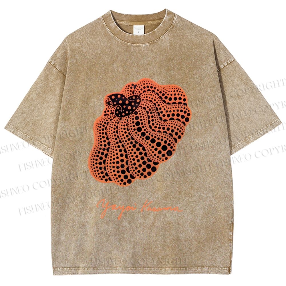 Unisex Yayoi Kusama Pumpkin Printed Washed Tee