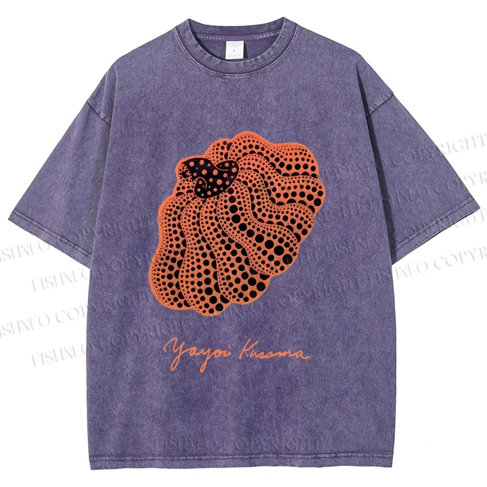 Unisex Yayoi Kusama Pumpkin Printed Washed Tee