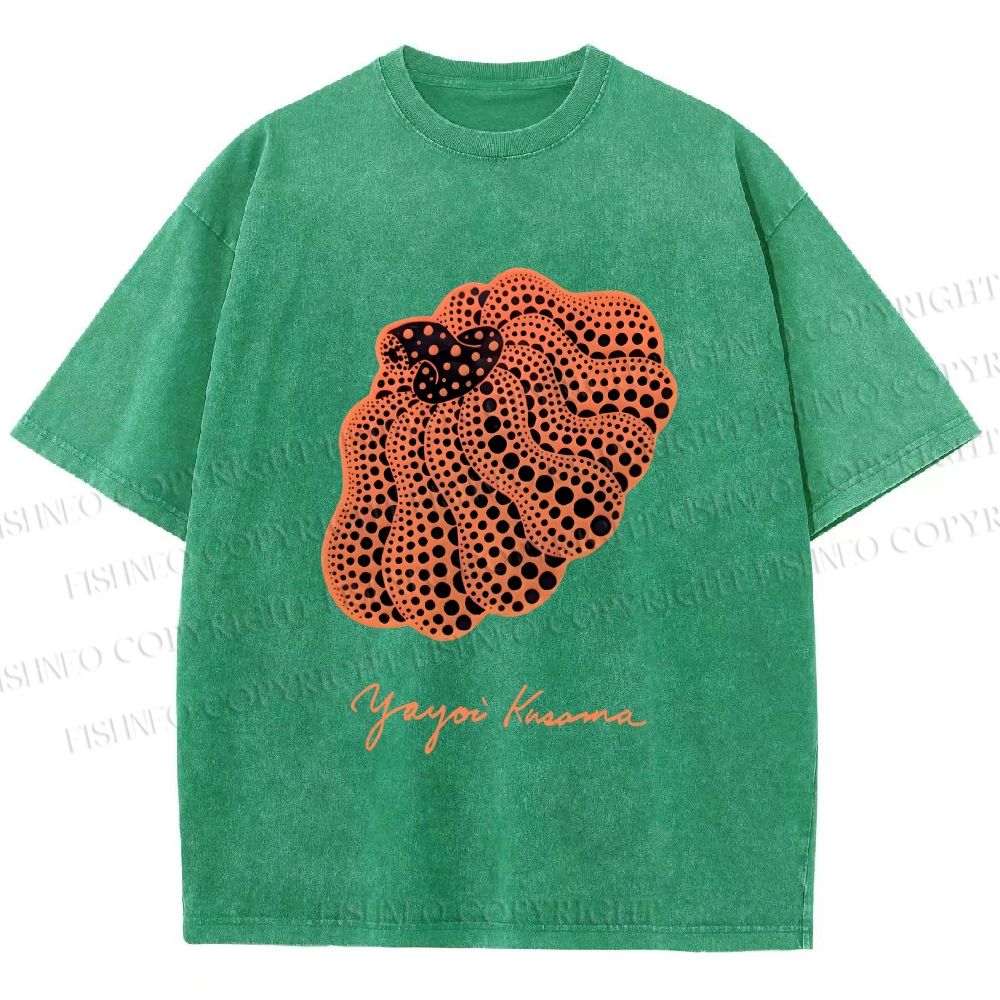 Unisex Yayoi Kusama Pumpkin Printed Washed Tee