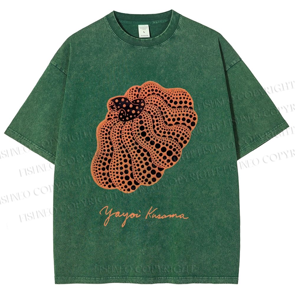 Unisex Yayoi Kusama Pumpkin Printed Washed Tee