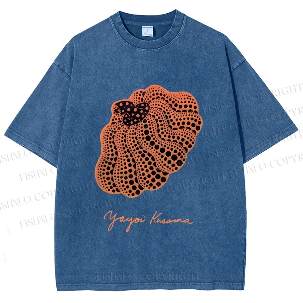 Unisex Yayoi Kusama Pumpkin Printed Washed Tee