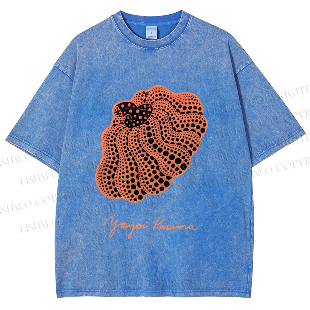 Unisex Yayoi Kusama Pumpkin Printed Washed Tee