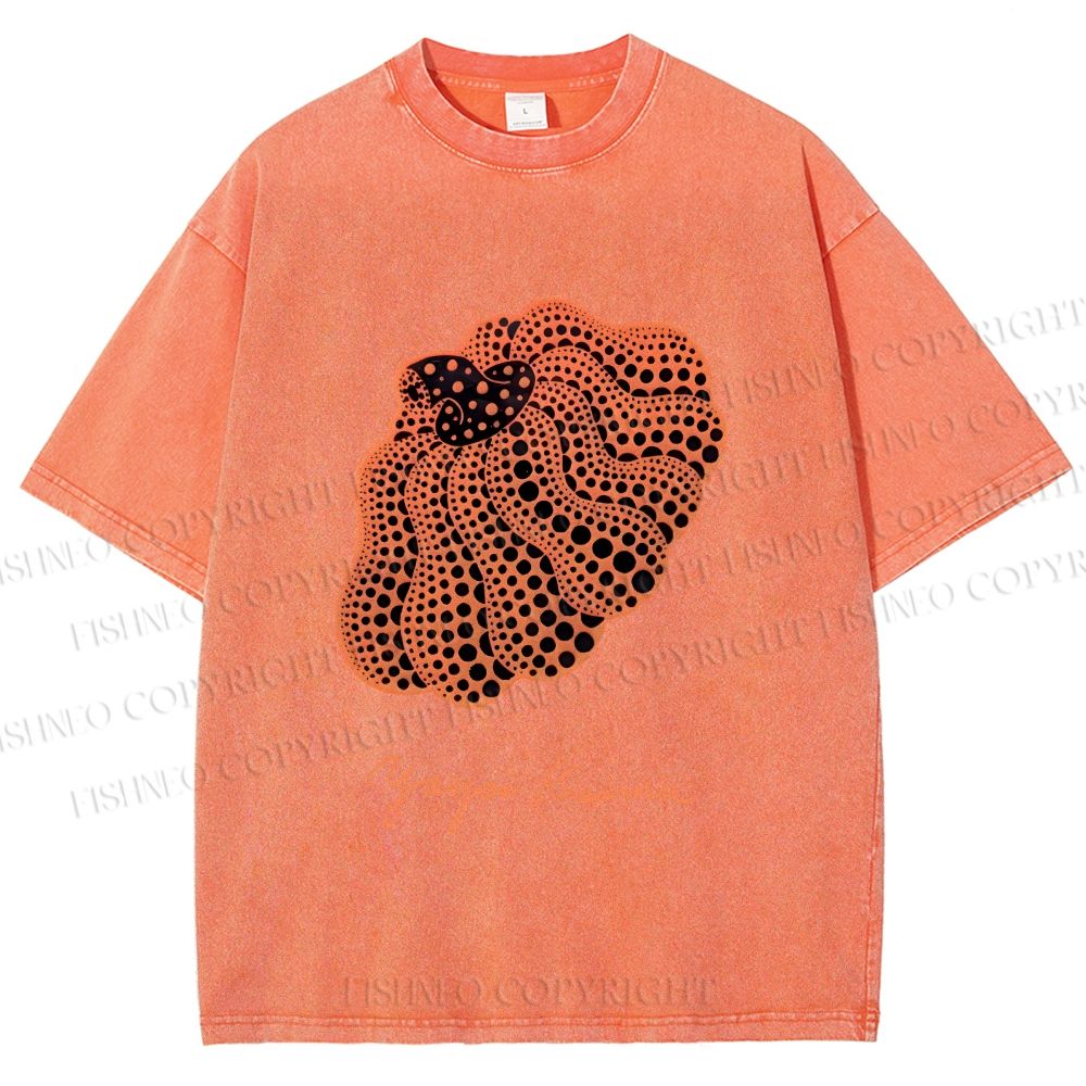 Unisex Yayoi Kusama Pumpkin Printed Washed Tee