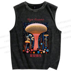 Unisex Yayoi Kusama Polka Dot Mushroom Printed Washed Tank Top